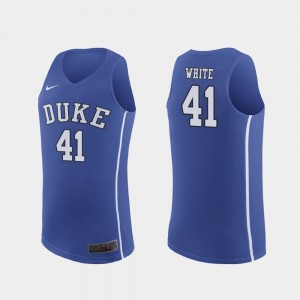 Duke University Men #41 Jack White College Jersey March Madness Basketball Authentic Royal