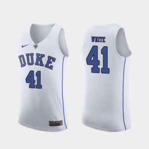Authentic White #41 Jack White College Jersey For Men's Duke Blue Devils March Madness Basketball