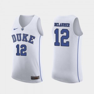 Mens Duke Blue Devils #12 Javin DeLaurier College Jersey March Madness Basketball Authentic White