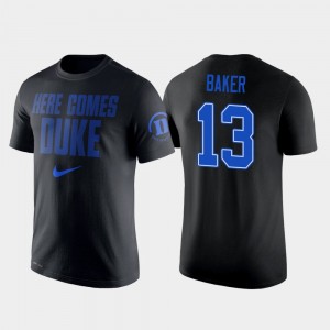 Men Basketball Joey Baker College T-Shirt 2 Hit Performance Duke University Black #13