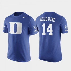 #14 Royal Jordan Goldwire College T-Shirt Mens Basketball Replica Future Stars Blue Devils