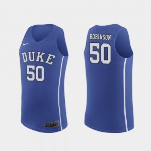 For Men's Authentic #50 Royal Duke Justin Robinson College Jersey March Madness Basketball