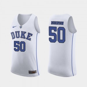 Blue Devils Men's Authentic March Madness Basketball Justin Robinson College Jersey White #50
