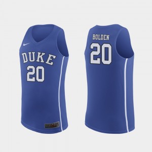 #20 Blue Devils Men's Marques Bolden College Jersey Authentic March Madness Basketball Royal