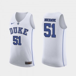 For Men White Duke University #51 Mike Buckmire College Jersey Authentic March Madness Basketball