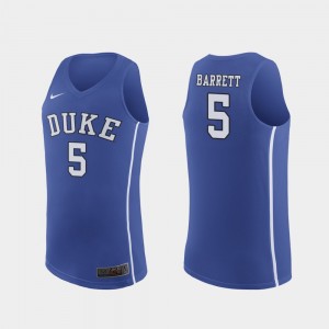 Authentic Men Royal RJ Barrett College Jersey Blue Devils #5 March Madness Basketball