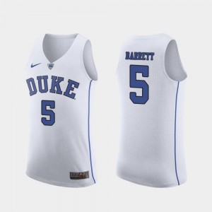 For Men March Madness Basketball White #5 RJ Barrett College Jersey Authentic Blue Devils