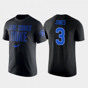 For Men #3 Tre Jones College T-Shirt Basketball Duke University Black 2 Hit Performance