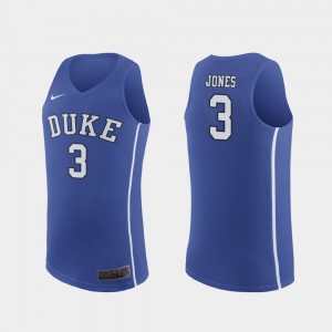 Duke Blue Devils Men's March Madness Basketball Authentic Royal #3 Tre Jones College Jersey