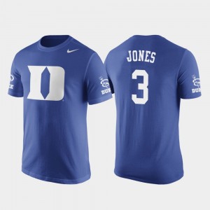 Men's Basketball Replica Tre Jones College T-Shirt #3 Duke Blue Devils Royal Future Stars