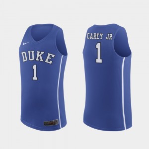 Duke Blue Devils Royal For Men Basketball #1 Vernon Carey Jr. College Jersey Replica