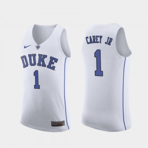 White For Men's Duke #1 Vernon Carey Jr. College Jersey Replica Basketball