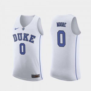 For Men's White Blue Devils Replica #0 Basketball Wendell Moore College Jersey