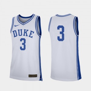 College Jersey Basketball White Duke University #3 Replica Mens