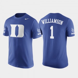 Zion Williamson College T-Shirt Duke For Men's Royal #1 Basketball Replica Future Stars