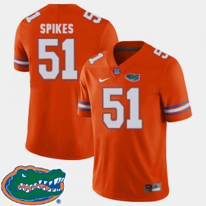 2018 SEC #51 For Men's Football Florida Gators Orange Brandon Spikes College Jersey