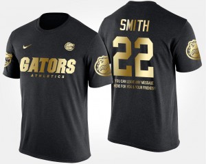 Black #22 Emmitt Smith College T-Shirt Florida Short Sleeve With Message For Men's Gold Limited