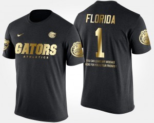 Gold Limited College T-Shirt #1 For Men Florida Gator No.1 Short Sleeve With Message Black