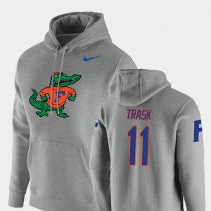 UF Kyle Trask College Hoodie #11 Heathered Gray Mens Vault Logo Club Pullover