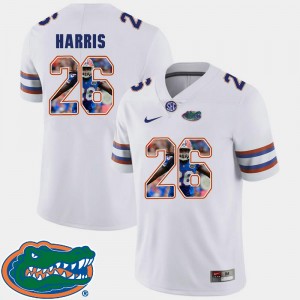 Men's #26 Florida Gator White Marcell Harris College Jersey Pictorial Fashion Football