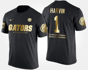 Black Florida Gators #1 Short Sleeve With Message For Men's Gold Limited Percy Harvin College T-Shirt