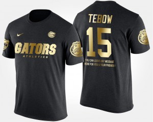 Gold Limited Short Sleeve With Message Black #15 Gators Tim Tebow College T-Shirt Men's