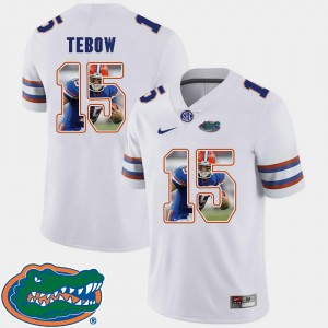 Football Tim Tebow College Jersey White Pictorial Fashion Mens #15 Florida