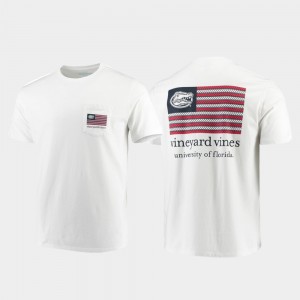 College T-Shirt White Vineyard Vines Gator Americana Flag For Men's