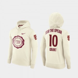 Cream Men Anthony Grant College Hoodie Rival Therma #10 Seminoles Football Pullover