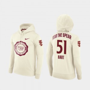 Cream Rival Therma Seminole For Men's #51 Football Pullover Bobby Hart College Hoodie