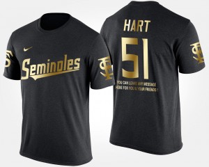 #51 Bobby Hart College T-Shirt Black Short Sleeve With Message Gold Limited For Men Florida State