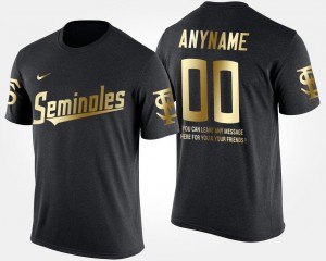 Short Sleeve With Message Black Gold Limited Seminoles #00 Men College Custom T-Shirt