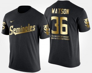 Short Sleeve With Message #36 Dekoda Watson College T-Shirt FSU Black Gold Limited Men's