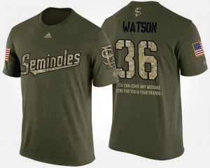 Mens Dekoda Watson College T-Shirt Military Short Sleeve With Message #36 Florida ST Camo