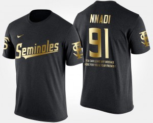 Black Men #91 Florida ST Gold Limited Derrick Nnadi College T-Shirt Short Sleeve With Message
