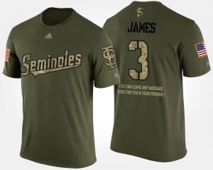 Men Military #3 Short Sleeve With Message Derwin James College T-Shirt Camo FSU Seminoles