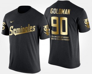 Eddie Goldman College T-Shirt Gold Limited Short Sleeve With Message Seminole Men #90 Black