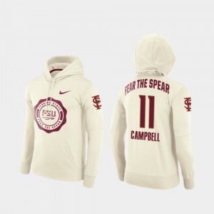 Seminoles #11 Rival Therma Football Pullover Mens George Campbell College Hoodie Cream