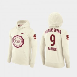 #9 Florida State Seminoles Jacques Patrick College Hoodie Cream Football Pullover Rival Therma Men's