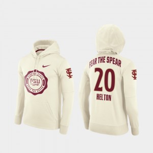 Rival Therma #20 Cream Florida State Seminoles Keyshawn Helton College Hoodie Football Pullover For Men