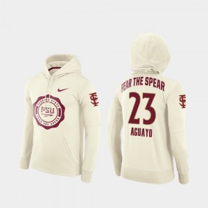 #23 FSU Seminoles Football Pullover For Men's Rival Therma Ricky Aguayo College Hoodie Cream