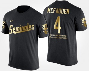 Seminole Short Sleeve With Message #4 Black For Men Gold Limited Tarvarus McFadden College T-Shirt