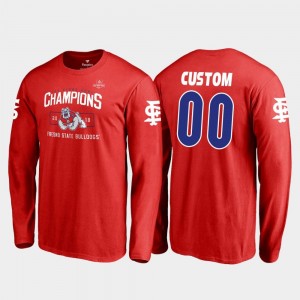 Men #00 Fresno State Blitz Long Sleeve Red College Customized T-Shirts 2018 Las Vegas Bowl Champions