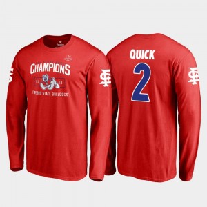 2018 Las Vegas Bowl Champions Men #2 Red Fresno State Michiah Quick College T-Shirt Blitz Long Sleeve