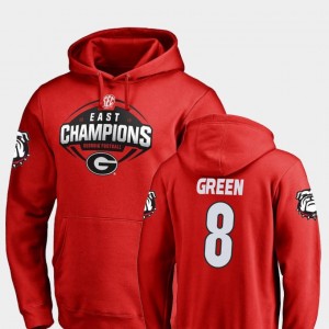 Red #8 University of Georgia Men 2018 SEC East Division Champions Football A.J. Green College Hoodie