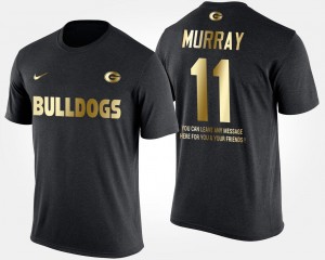 #11 Georgia Bulldogs For Men's Gold Limited Black Short Sleeve With Message Aaron Murray College T-Shirt