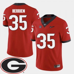 #35 Brian Herrien College Jersey Football 2018 SEC Patch Red For Men's UGA Bulldogs