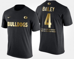 Black Men's #4 Champ Bailey College T-Shirt Short Sleeve With Message Gold Limited GA Bulldogs