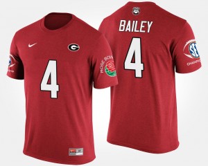 Bowl Game Champ Bailey College T-Shirt Mens Red Southeastern Conference Rose Bowl #4 UGA Bulldogs