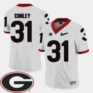 Georgia Bulldogs #31 2018 SEC Patch Men's White Football Chris Conley College Jersey